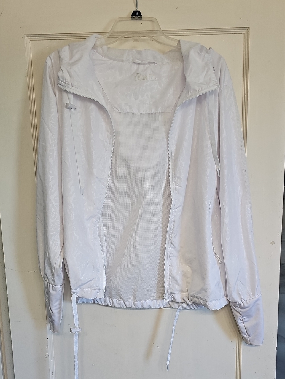 Women's White Hooded Bomber Jacket with Zip Front